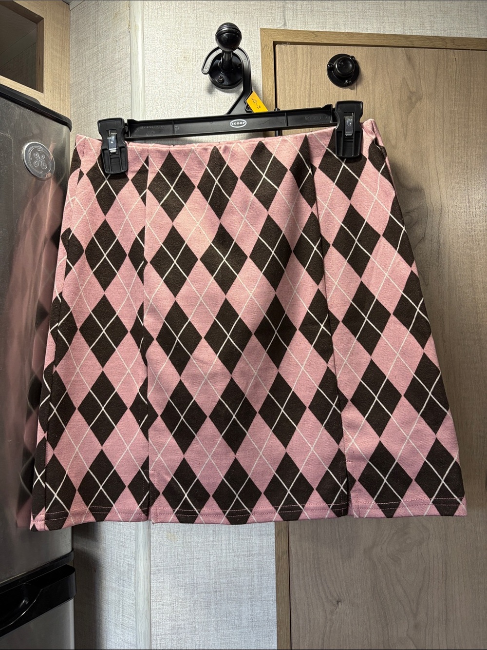 Argyle A-Line Skirt in Pink & Brown